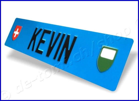 Autoschild hinten Blau 110x500 mm "Text Schwarz 70mm"